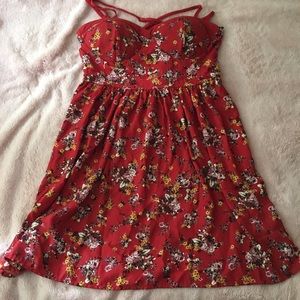 Xhilaration Flowy Red Floral Dress